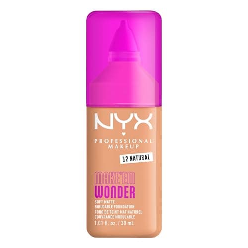 NYX Professional Makeup - Make 'Em Wonder - Fond de Teint - Tenue 24h - Pas d'effet plâtre - Acide Hyaluronique et extrait de Guarana - Formule Vegan - Teinte : Natural 12-30ml - Image 2