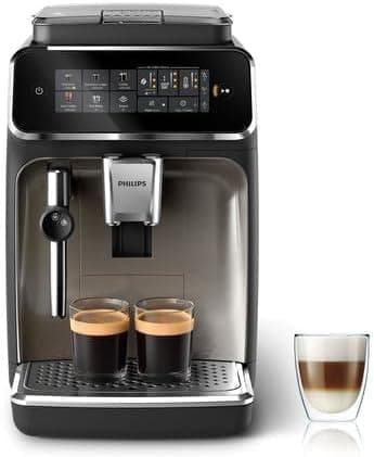 Philips Espresso Grinder Series 3300-5 Beverages, Colorful Touch Screen, Classic Milk Frother, SilentBrew, 100% Ceramic Grinder, Coffee Machine Black Chrome (EP3326/90)