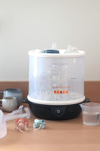 BÉABA, Steriliser Bottles 2 in 1, Scalable, Electric Steam, 2 in 1, 2 Compartments, Up to 8 Bottles & Accessories, Ultra Fast, Timer, Steril'Express, Night Blue - Image 8