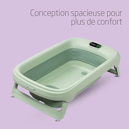 Maxi-Cosi Indigo Foldable Baby Bath, 0-4 Years, Spacious Children's Bath, Built-in HighSense Thermometer, Non-Slip, Retractable Hanging Hook, Flat Folding, Sage Green - Image 5