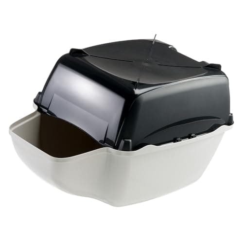 Ferplast Bac Litiere pour Chat, Maison de toilette pour Chat, pour l'extérieur, Résistant à la pluie, 43,5 x 73,5 xh 41 cm, COSMIC OUTDOOR Grand bac à litière pour chat, Noir - Image 8