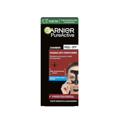 GARNIER Skin Active - Masque Peel-Off Anti-Points Noirs - Réduit les Pores & les Impuretés - Charbon & Acide Salicylique - Vegan & Cruelty Free - Zone T - Peaux Grasses à Imperfections - 50 ml - Image 2