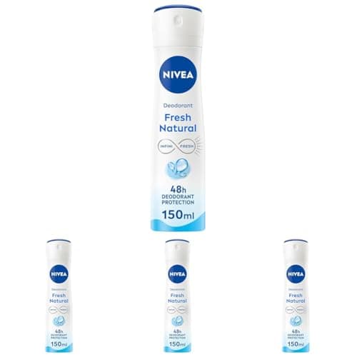 NIVEA Atomiseur Fresh Natural 0% (1 x 150 ml), déodorant femme efficacité 48 hrs, anti transpirant aisselles fraîcheur longue durée, antiperspirant sans aluminium (Lot de 4) - Image 2