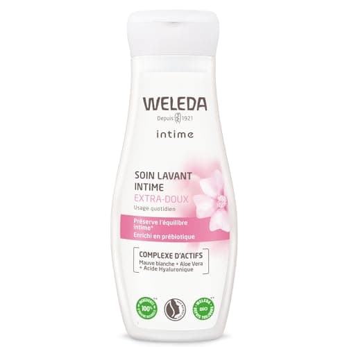 WELEDA Soin Lavant Intime Extra-Doux – Gel Lavant Intime Femme, Sans Savon, pH Physiologique, Anti-Odeurs, Aloe Vera Bio, Mauve Blanche Bio, Acide Hyaluronique, Prébiotique, Vegan, NATRUE, 200ml - Image 2