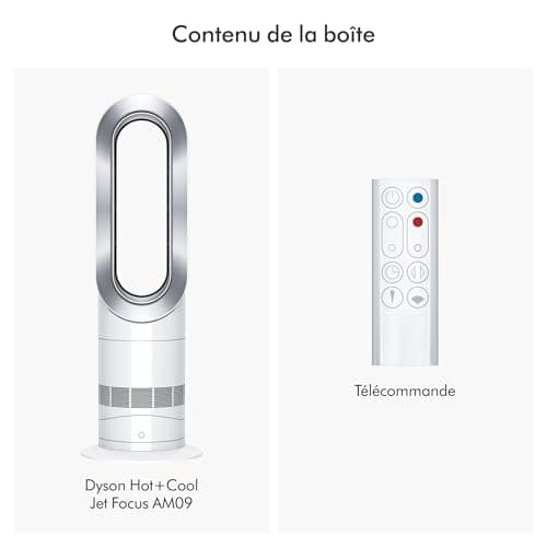 Dyson Hot+Cool Jet Focus Chauffage et ventilateur AM09 – 2-en-1 : chauffe et refroidit avec flux d’air puissant (Blanc/Argent) - Image 5