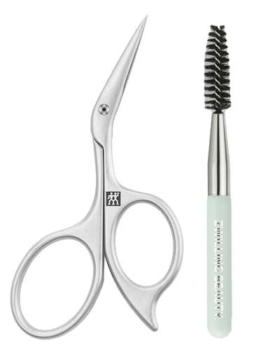 ZWILLING Ciseaux à sourcils (Avec design de ciseaux coudés et lames ultrafines avec brosse à sourcils), Premium, argent - Image 3