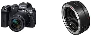 Canon EOS R7 Camera + RF-S 18-150mm F3.5-6.3 is STM Lens (Hybrid Camera, 4K/30p Video Recording, Up to 15 Fps, WLAN) Black & EF Adapter Ring – EOS R – Black