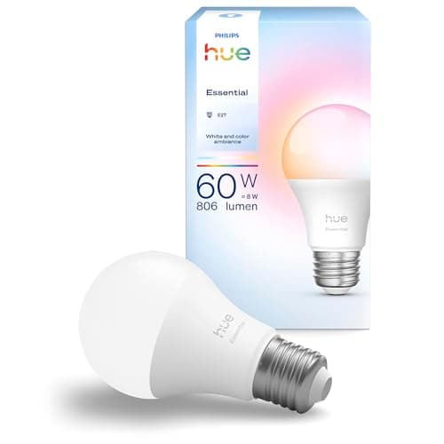 Philips Hue Essential A60 LED Smart Bulb, White and Color Ambience, E27 Philips Hue Bulb, 8W, 2200-6500K, 806 Lumens, Dimmable, Compatible with Alexa, Google Assistant and Apple Home - Image 3