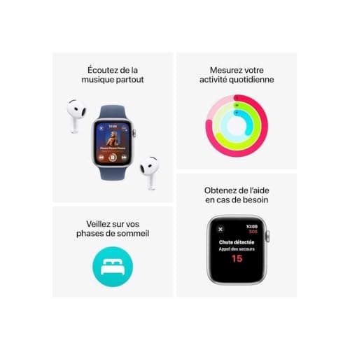 Apple Watch SE (2nd Gen) 40 mm GPS + Cellular Smart Watch with Silver Aluminium Case and Denim Sport Strap (S/M). Activity and Sleep Tracking, Accident Detection, Heart Rate Monitoring - Image 5