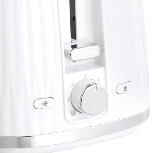 Russell Hobbs Toaster with 2 wide slots (6 browning levels, elevation, defrosting, baked warmers, automatic shut-off, removable crumb collector, white textured design) Eden 27370-56 - Image 4