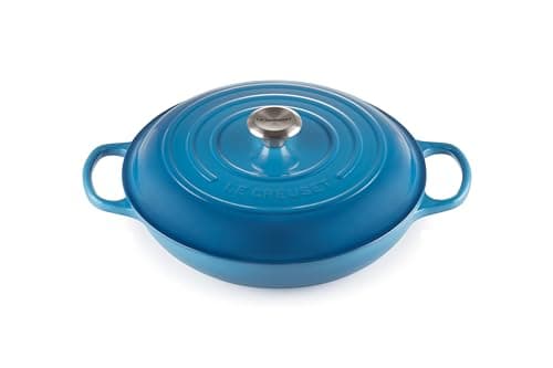 LE CREUSET Signature Enamelled Cast Iron Shallow Casserole with Lid, 30 cm, 3.2 Liters, Marseille Blue, 211803020 - Image 2