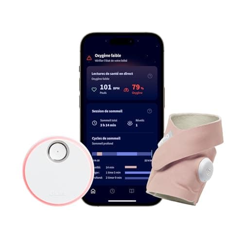 Owlet Dream Sock® - Système de surveillance intelligent pour bébé - Suivi en direct de la fréquence cardique et de l'oxygène du nourrisson - Dusty Rose - Image 2