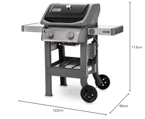 Weber Spirit II E-210/2 Burner Gas Grill, Gourmet BBQ System Grills, GS4 Powerful Cooking System, 51 x 46 cm Cooking Surface, Integrated Side Shelves, Black/Silver - Image 8
