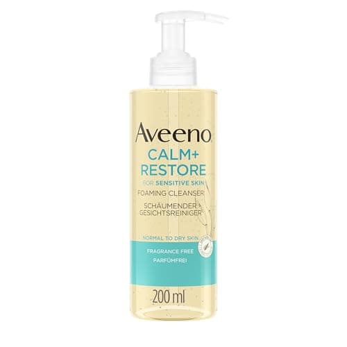 Aveeno Calm + Resort Nettoyant moussant pour le visage (200 ml), élimine le maquillage, mascara imperméable + laisse une sensation d'hydratation sur la peau, gel à mousse, pour peaux sensibles, sans - Image 2