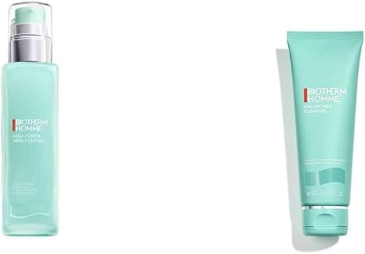 Set of Men's Biotherm, Aquapower Advanced Gel, Ultra-Moisturising and Fortifying Gel for Men, 75 ml + Aquapower Face Cleanser – Foaming Cleanser for Skin and Beard – Paraben Free – 125 ml - Image 1