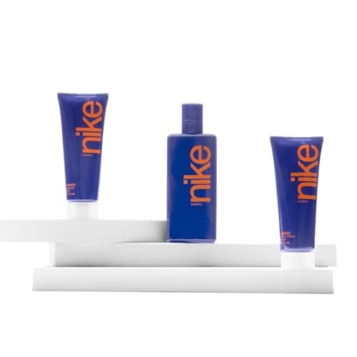 NIKE - Eau de Cologne Indigo 100 ml + Gel Bain 75 ml + Après-Rasage 75 ml, Coffret Homme, Eau de Toilette Naturelle et Masculine, Arôme Boisé Fruité, Parfum Jeune, Captivant et Longue Durée - Image 5