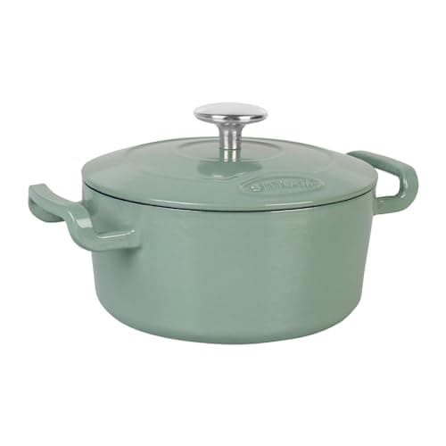Sitram 715404 Sitrabella Casserole Dish Round Enamelled Cast Iron Diameter 20 cm - 2.5 Litres - Enamelled Exterior Sage Green Interior White - All Heat Sources Including Induction - Ideal Meal for 2-3 - Image 2