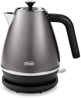 De'Longhi De'Longhi Distinta Titanium KBIN2001.TB, Bouilloire Électrique, Base Pivotante 360°, Indicateur de Niveau, Rangement du Cordon, Filtre Anti-Calcaire, Couvercle Détachable, 1.7 L, 2000W, Noir Titane