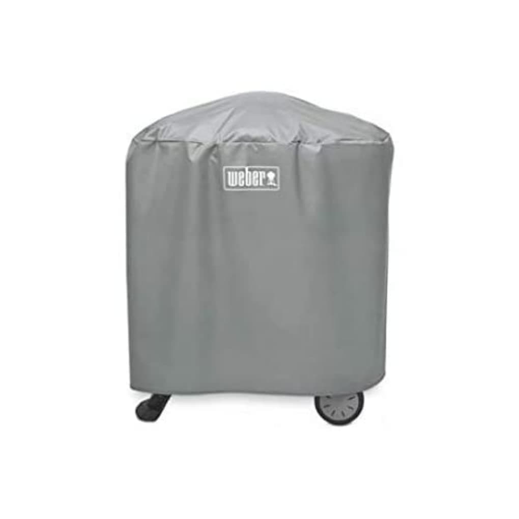 Weber BBQ Cover for Gas Grills Q 1000/2000 with Stand, Lightweight Weatherproof Fabric with Fixing Straps, Grey, 134 x 64 x 88 cm - Image 1