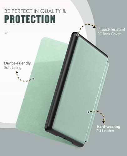 MoKo Case Compatible with 7 inch Kindle Paperwhite (12th Generation-2024) and Kindle Colorsoft Signature Edition 2024, Lightweight Case with Auto Wake/Sleep for Kindle Paperwhite 2024, Agave Green - Image 4
