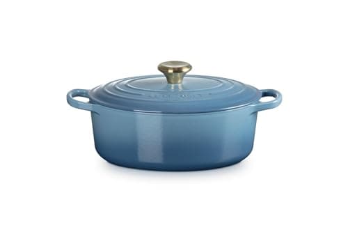 Le Creuset Chambray, 21178274344441 Signature Enamelled Cast Iron Casserole Dish with Lid, Ø 27 cm, Oval, 4.1 L, 4.4 kg, Chambray, 21178274344441 - Image 3
