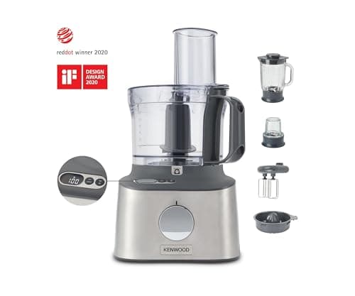 Kenwood Multipro Compact+ FDM313SS Compact Food Processor with Integrated Scale, Stainless Steel Blade, 3 Working Trays and 6 Other Accessories, Metal Casing, 800 W, Silver - Image 4