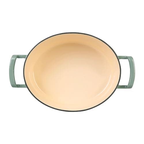 Sitram 715405 Sitrabella Casserole Oval Enamelled Cast Iron Length 26 cm - 4 Litres - Enamelled Exterior Sage Green Interior White - All Heat Sources Including Induction - Ideal Meal 4-5 Guests - Image 4