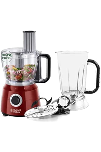 Russell Hobbs 24730-56 Multifunctional Food Processor [Blender/Blender/Grinder/Cutter/Grater/Beater] Desire Red (Including Mixers + Accessories Compatible with Dishwasher, 2 Speed, 600W) - Image 4