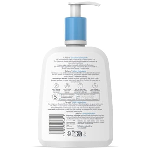Cetaphil lotion nettoyante, 470ml, lotion nettoyante visage et corps, peaux sensibles sèches à normales, Niacinamide, Panthénol et de la Gycérine hydratante, sans savon - Image 4