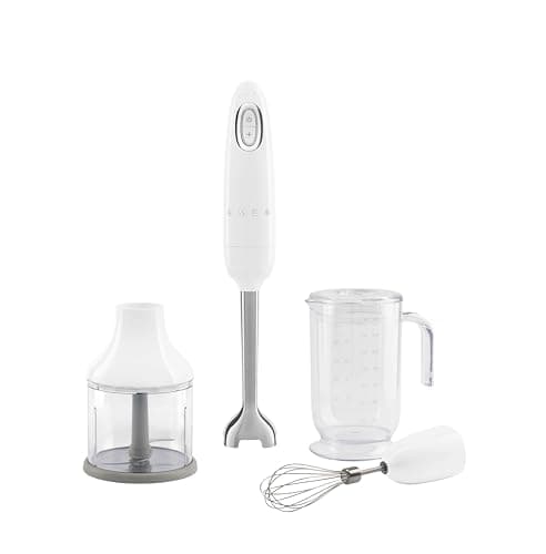 Smeg, HBF03WHEU Hand Blender, Turbo Function and Flowblend Cutting System, with Non-Slip Handle, Integrated Cord Storage, Accessories Included, Power 700W, White - Image 2