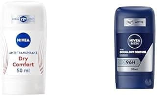 NIVEA Lot NIVEA - Stick Féminin Dry Comfort - 72H Anti-Transpirant Peaux Sensibles - 50 ml + NIVEA MEN Stick Derma Dry Control - 96H Anti-Transpirant - Contre la Transpiration Intense & les Odeurs - 50 ml
