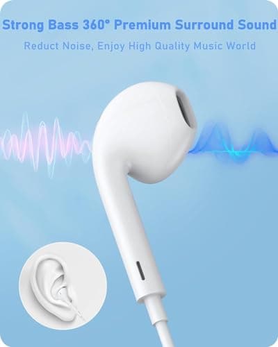 Wired Earphones USB-C for iPhone 17/16/15 Hi-FI Stereo Typ-C In-Ear Earphones with Microphone and Volume Control for Apple 17/16/15, Samsung S24/S23, iPad - White - Image 8