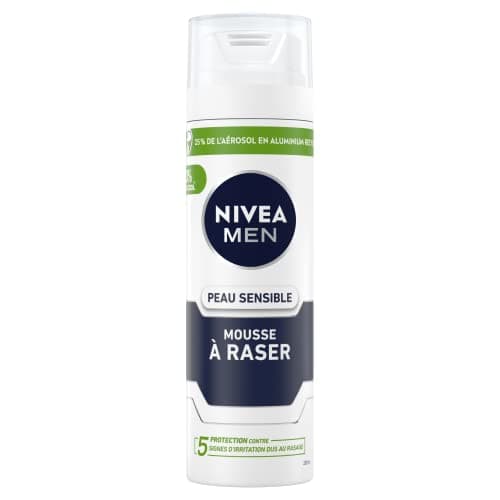 NIVEA MEN Sensitive Skin Shaving Foam (200 ml), shaving cream enriched with chamomile and witch hazel, shaving treatment 0% alcohol for men - Image 3