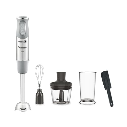 Moulinex Quickchef DD655DES Hand Blender + Spatula, Metal Base, 1000 W, 10 Speed, Powelix Blades, 500 ml Chopper, 800 ml Measuring Jug, Grey - Image 2