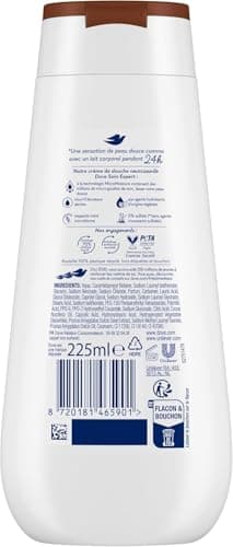 DOVE - Advanced Coconut and Almond Shower Cream - Nourishing care - Dermatologically tested - Soft skin sensation for 24 hours (pack of 12x225ml) - Image 5
