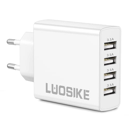Multi-USB-A Charger, 4-Port USB Mains Socket 5V/3.1A for Kindle Smart Watch Earphones iPhone Samsung iPad, 15.5 W Multi-Socket Charger Multi Adapter Dual Fast Power Supply - Image 2