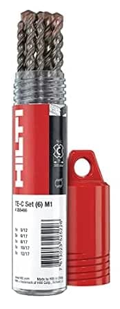 Hilti 2224211 Set of 6 M1 Twist Drill Bits for TE-C SDS Plus (1x5/12, 2x6/17, 1x8/17, 1x10/17, 1x12/17, Drill Bit Accessories)