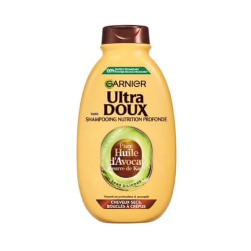 Garnier Ultra Doux Shampoo for Dry, Curly to Kinky Hair with Avocado Oil and Shea Butter - Creamy and Smooth Texture - 400 ml - Men and Women - Image 2