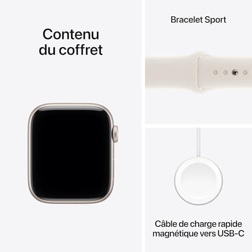 Apple Watch SE 3 [GPS 44mm] Smart Watch with Starlight Case and Starlight Sport Bracelet Activity / Sleep / Heart Rate Monitor Always On Screen - Image 7