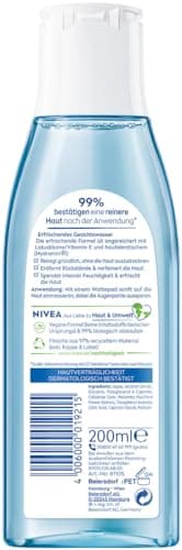 NIVEA Tonique rafraîchissant pour le visage pour peaux normales et mixtes, tonique végétalien pour le visage avec vitamine E, nettoie et rafraîchit la peau, hydrate intensément la peau, 200 ml - Image 3