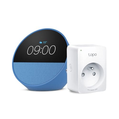 Echo Spot | Bleu + Tapo Matter Prise Connectée, Fonctionne avec Alexa - Kit de démarrage Maison connectée - Image 2