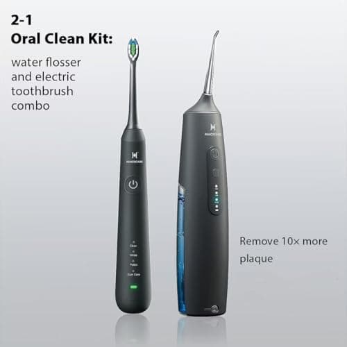 Oral Cleaning Kit 2-1 Oral Flosser and Electric Toothbrush, Toothbrush and Flosser for Cleaning Gums and Gum Health (Black) - Image 4
