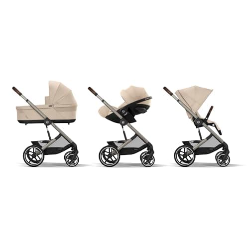 CYBEX Gold Balios S Lux Stroller, Ergonomic Lying Position, One Hand Belt System, From Birth to 22 kg (Approx 4 Years), Almond Beige - Image 6