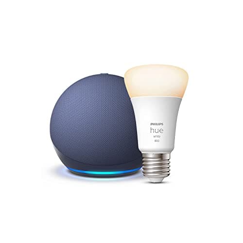 Echo Dot (5e génération) | Bleu marine + Philips Hue White ampoule connectée (E27), Fonctionne avec Alexa - Kit de démarrage Maison connectée - Image 4