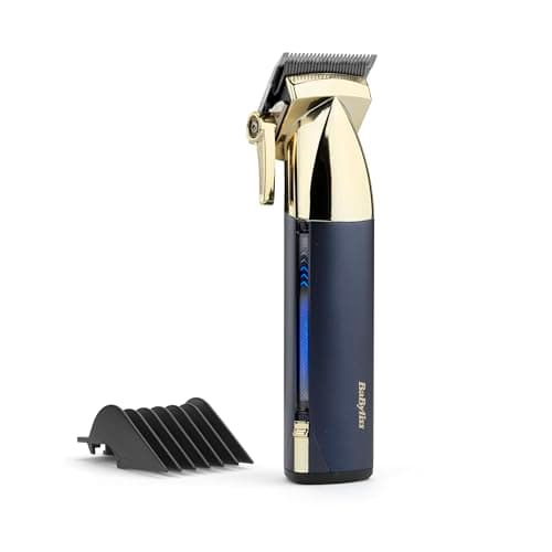 BaByliss Super-X Tondeuse à cheveux en métal, sans fil, lames en acier japonais conçues avec précision, kit de toilettage pour cheveux, cadeaux pour hommes (doré/bleu) - Image 9