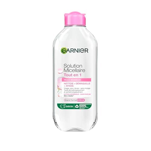 GARNIER Skin Active - Solution Micellaire Tout-En-1 - Nettoie, Démaquille & Hydrate - Micelles & Glycérine Hydrantante - Sans Parfum - Visage, Yeux, Lèvres - Peaux Sèches & Sensibles - 400 ml - Image 2