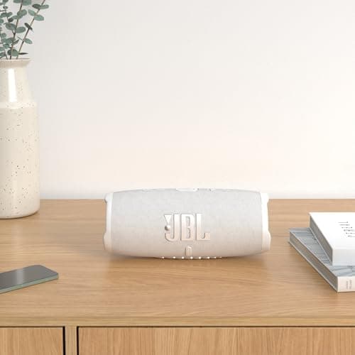 JBL Charge 5 - Waterproof Portable Bluetooth Speaker (IP67) with USB Charging Output, 20 Hours Battery Life, JBL Partyboost (White) - Image 3
