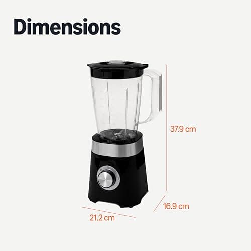 Amazon Basics Mixeur de cuisine avec pichet en plastique de 1.5 l, 600 W pour faire des smoothies et piler de la glace, Noir - Image 7