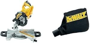 DEWALT - Radial mitre saw 230 V – DWS774-QS – High performance saw with XPS system – Blade tilt 48° – Blade diameter 216 mm – Speed 6300 rpm – 1400 W & DE7053-QZ dust bag
