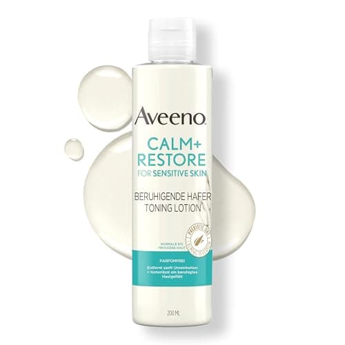 Aveeno CALM+RESTORE Lotion tonifiante à l'avoine apaisante (200 ml), tonique sans parfum et démaquillant rafraîchissant pour peaux sensibles avec avoine prébiotique et agripaume, apaisante - Image 2